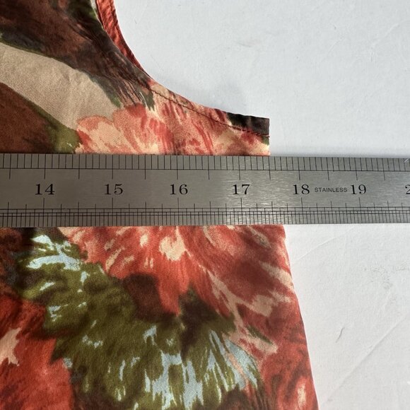 Talbots Womens Tank Top Petite Size 6 Silk Rusty Red Multi Floral Career Office - Picture 7 of 9